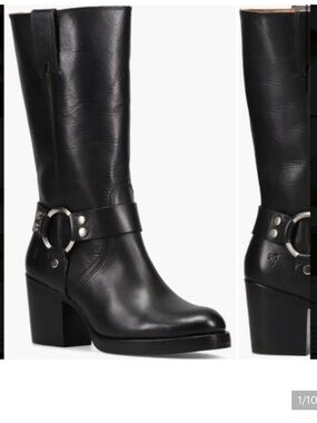 NEW Frye Jean Harness Boots Leather Black Size 8.5